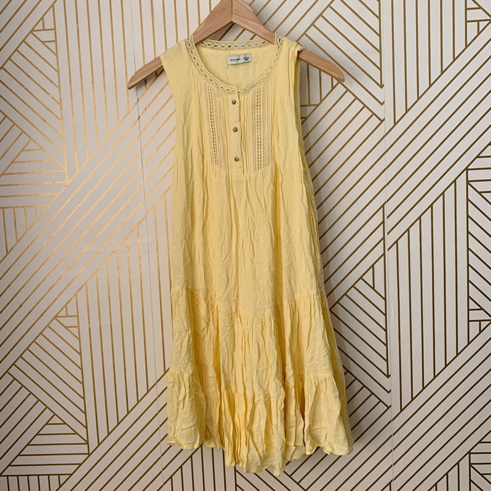 Gentle Fawn boho bohemian embroidered A line Sleevless Dress butter yellow S - Picture 2 of 10